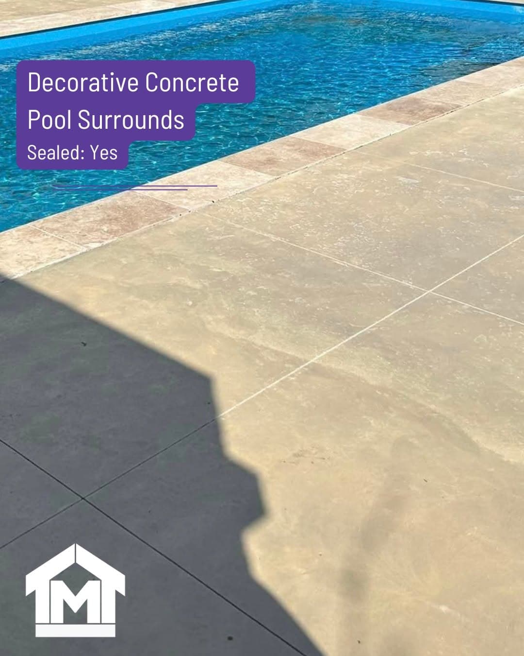 Sealed decorative-concrete pool surround in a sandstone finish, Sale